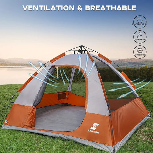 4 Person Instant Pop Up Camping Tent with Removable Rain Fly