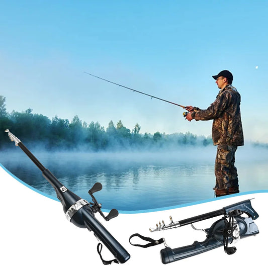 Portable Folding Telescopic Spinning Rod with Reel Line