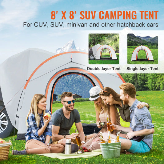 8'-8' SUV Tent Attachment for Camping with Rain Layer and Carry Bag